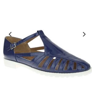 NINA ORIGINALS Edge Denim Patent Huarache Sandal-9.5
